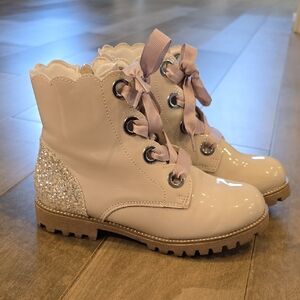 Girls Glitter Lace-Up Boots